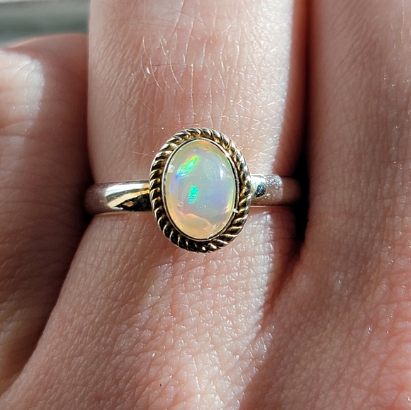 Fire Opal Sterling Silver Ring Size 6 - Picture 3 of 8